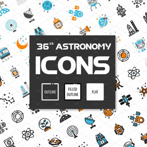 36x3 Astronomy icons cover image.