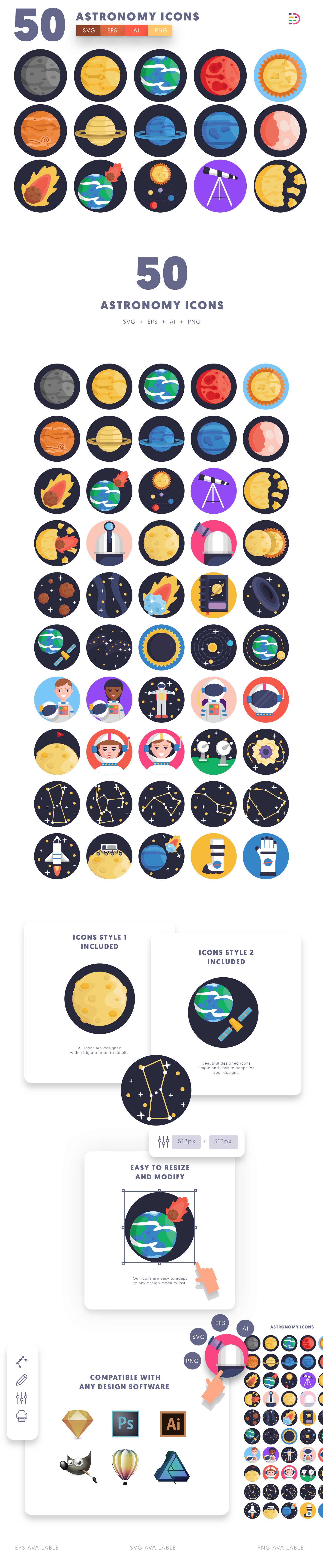 50 Astronomy Icons cover image.