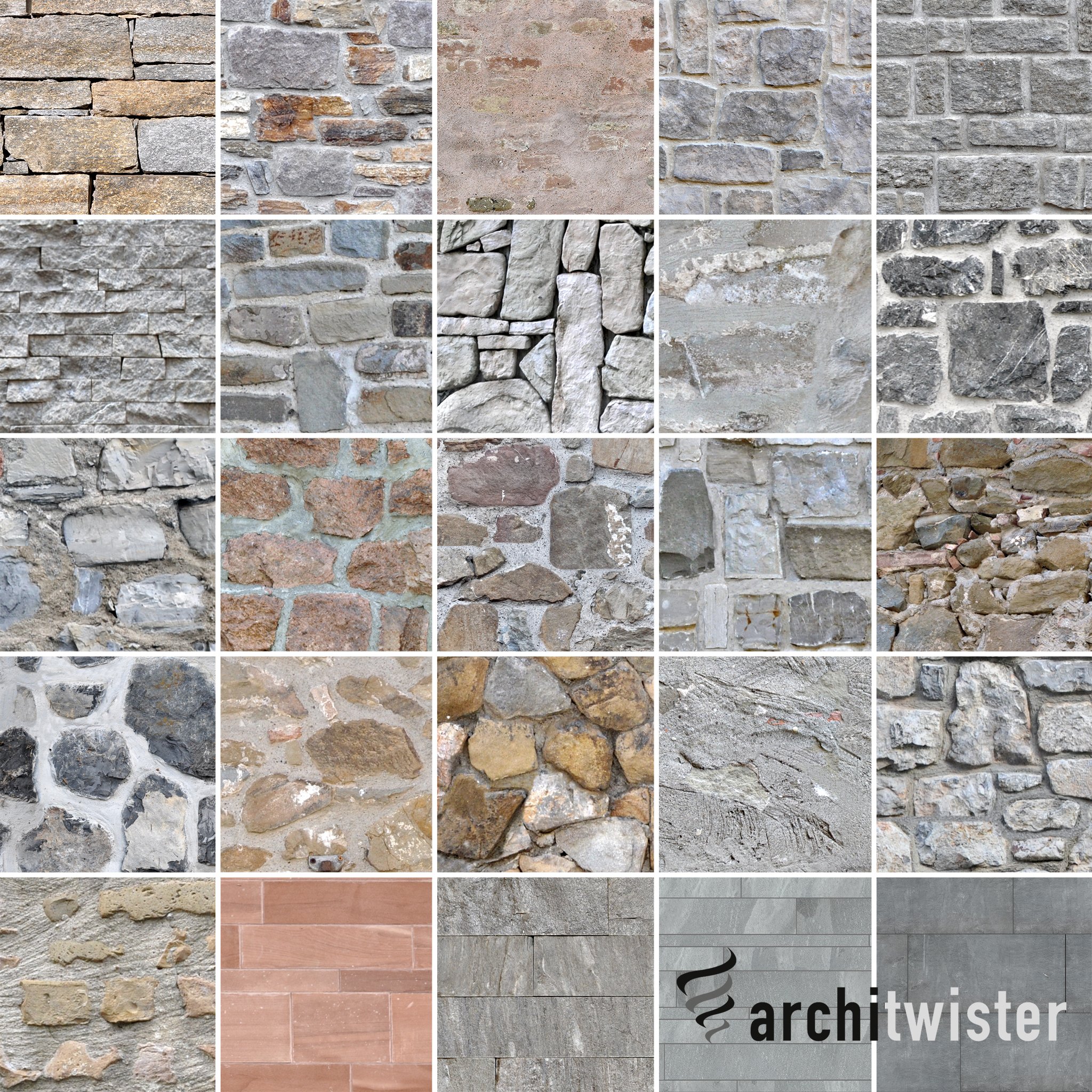 25 Seamless Stone Wall Textures cover image.