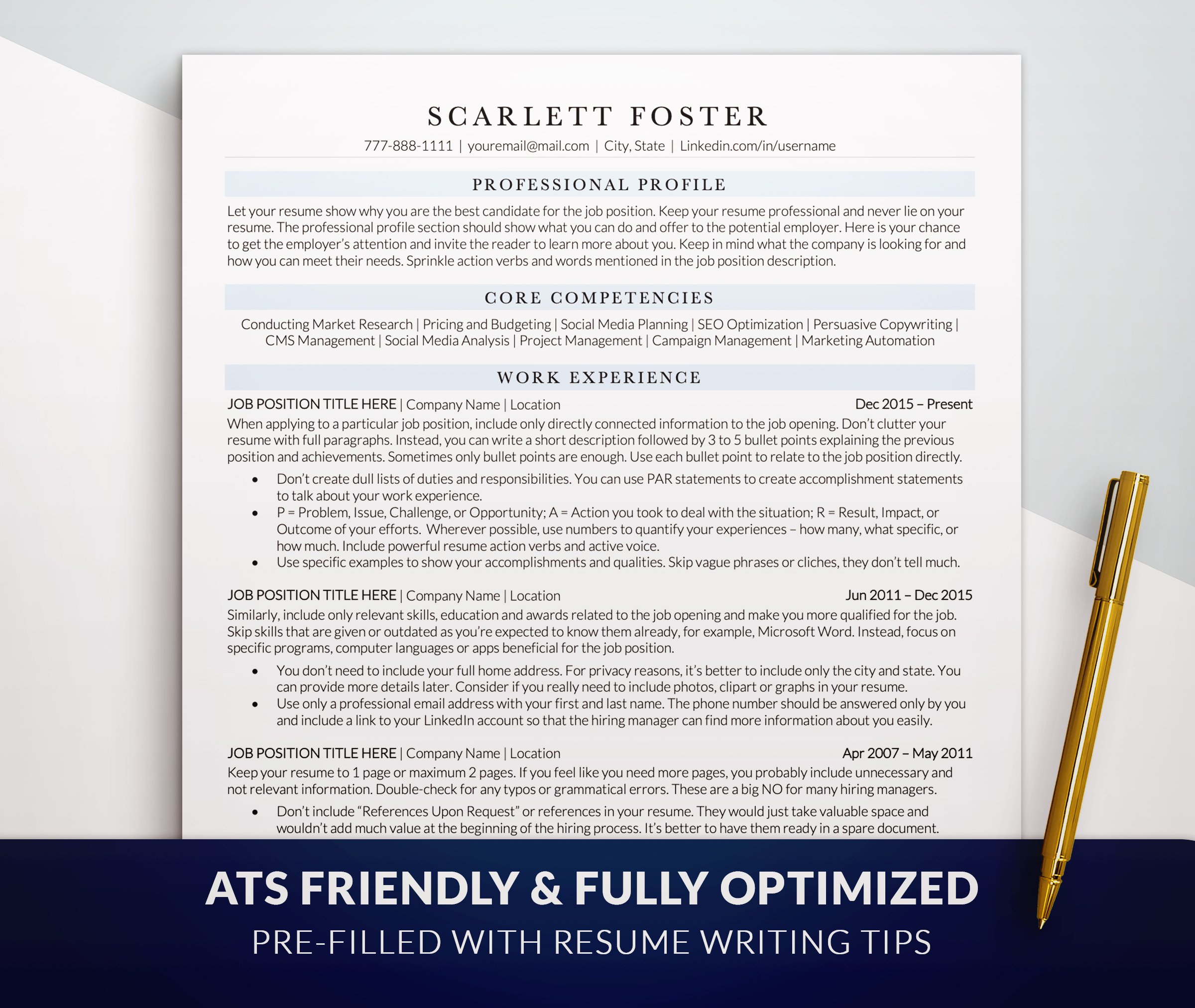 ATS Friendly Executive Resume / CV cover image.
