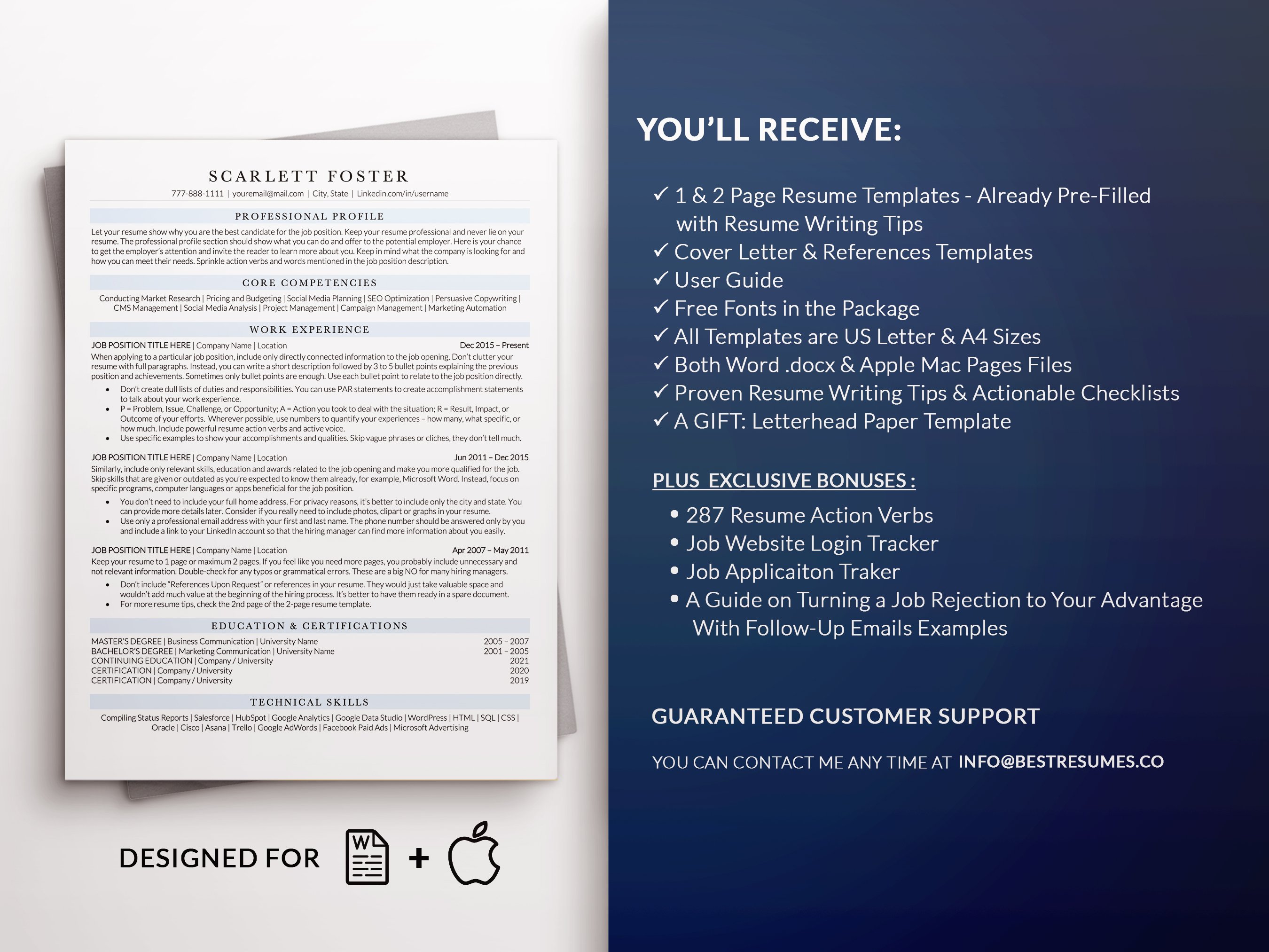 ats friendly executive resume template resume package scarlett foster 766