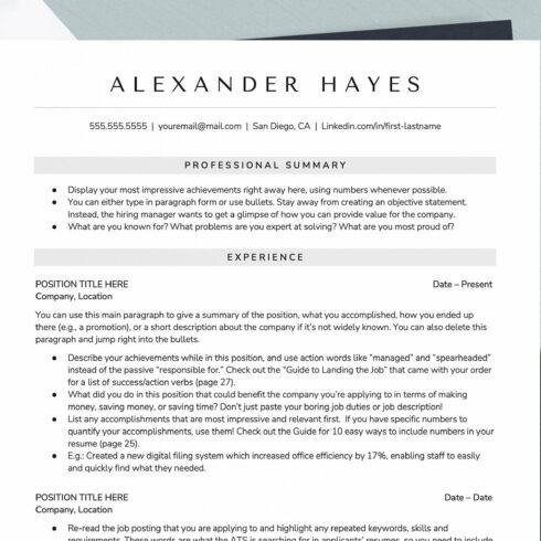 ATS Resume Template Format cover image.