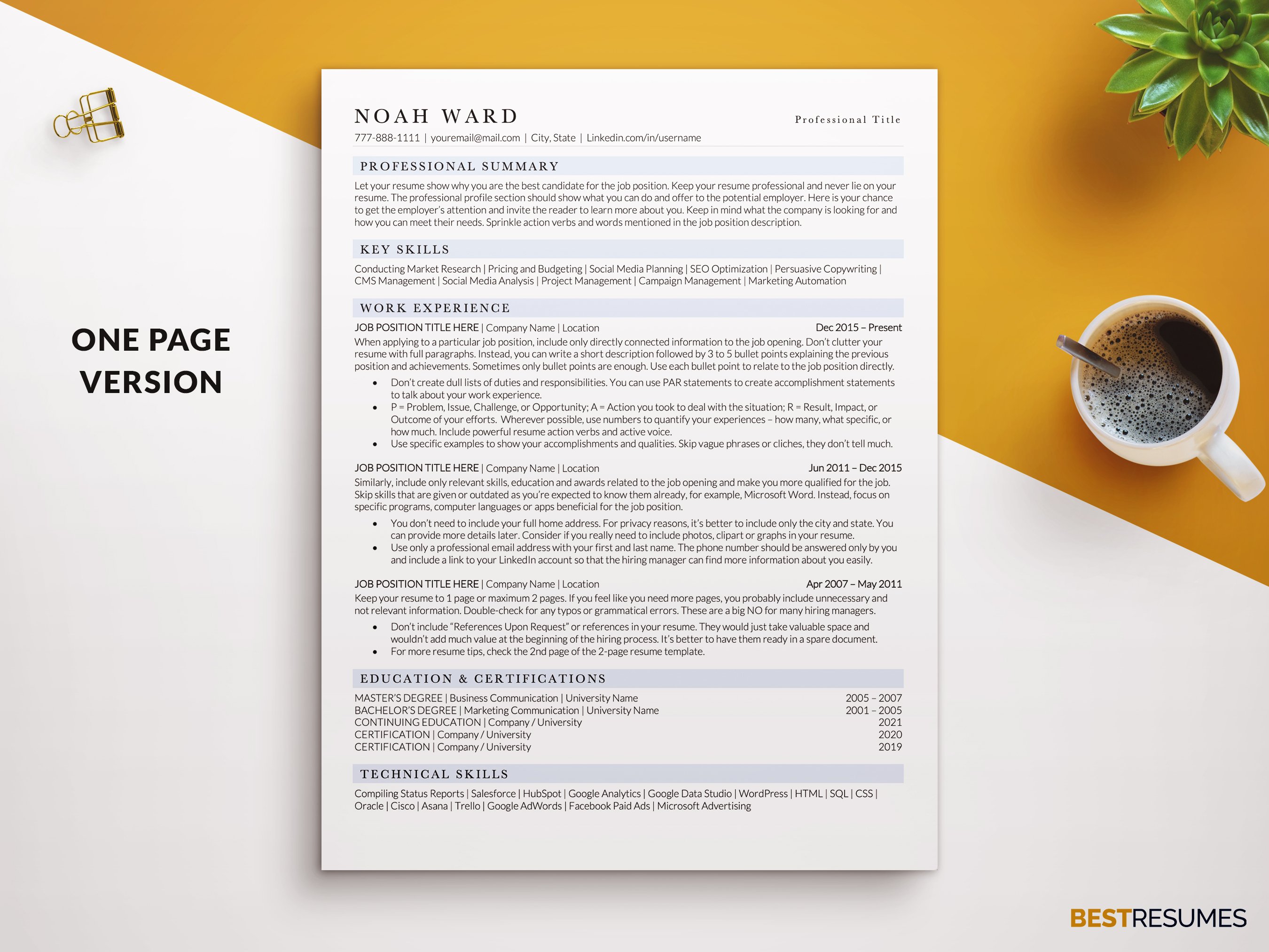 ATS Executive Resume Template Word preview image.