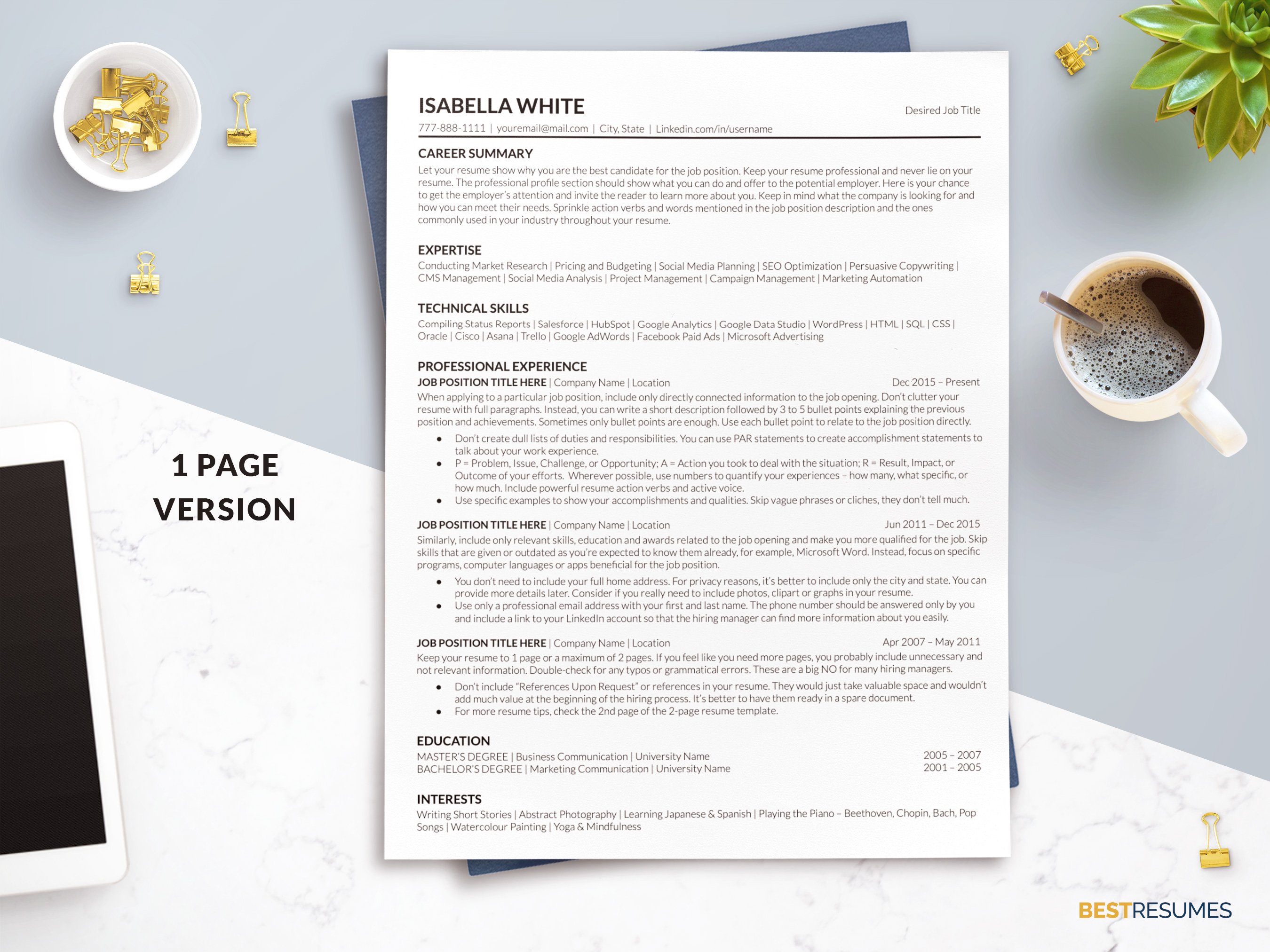 Google Docs Resume Template Simple preview image.