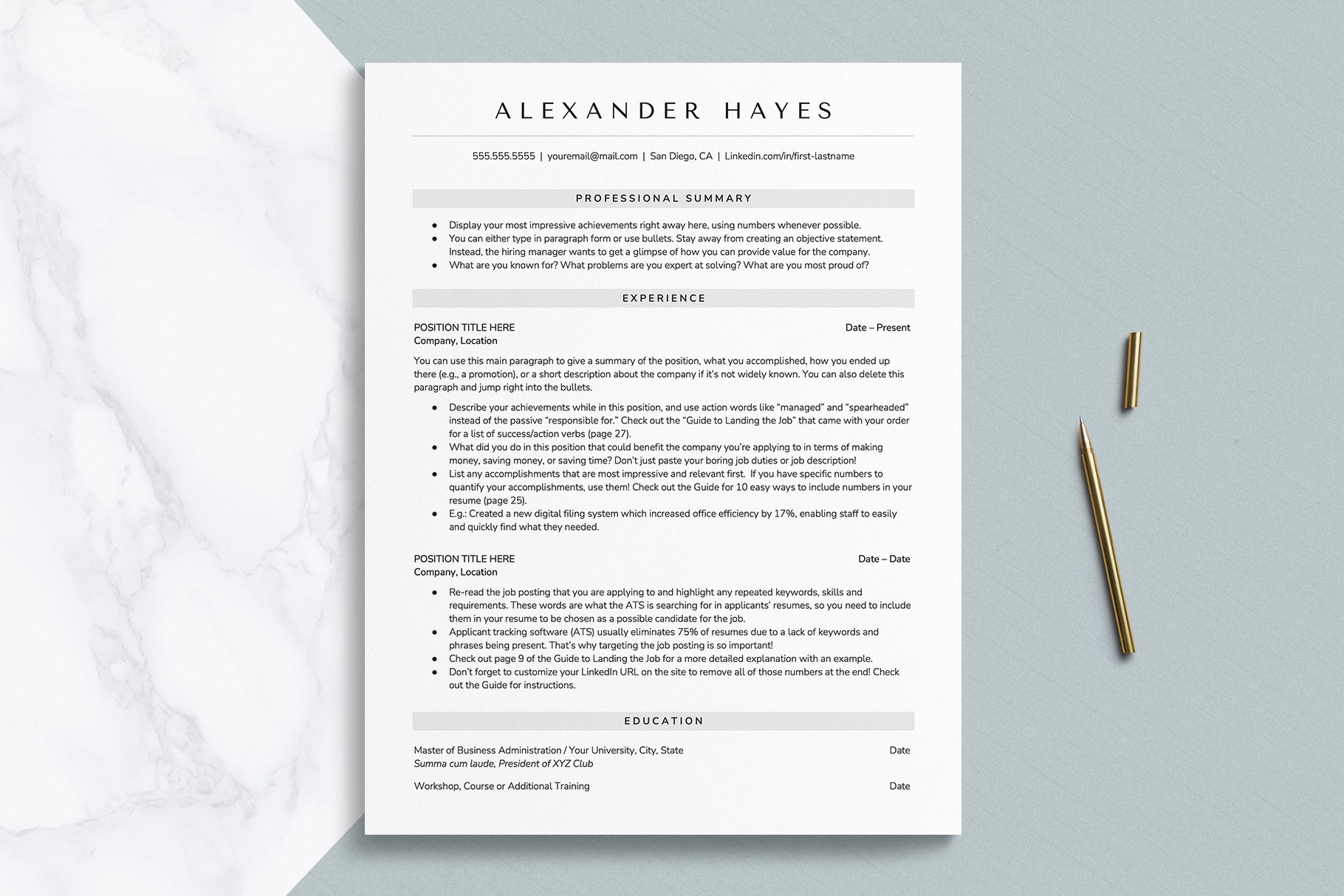 ATS Resume Template Format preview image.