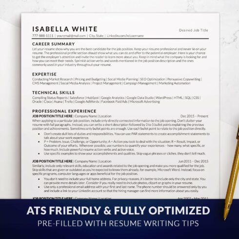 ATS Friendly Resume Template cover image.