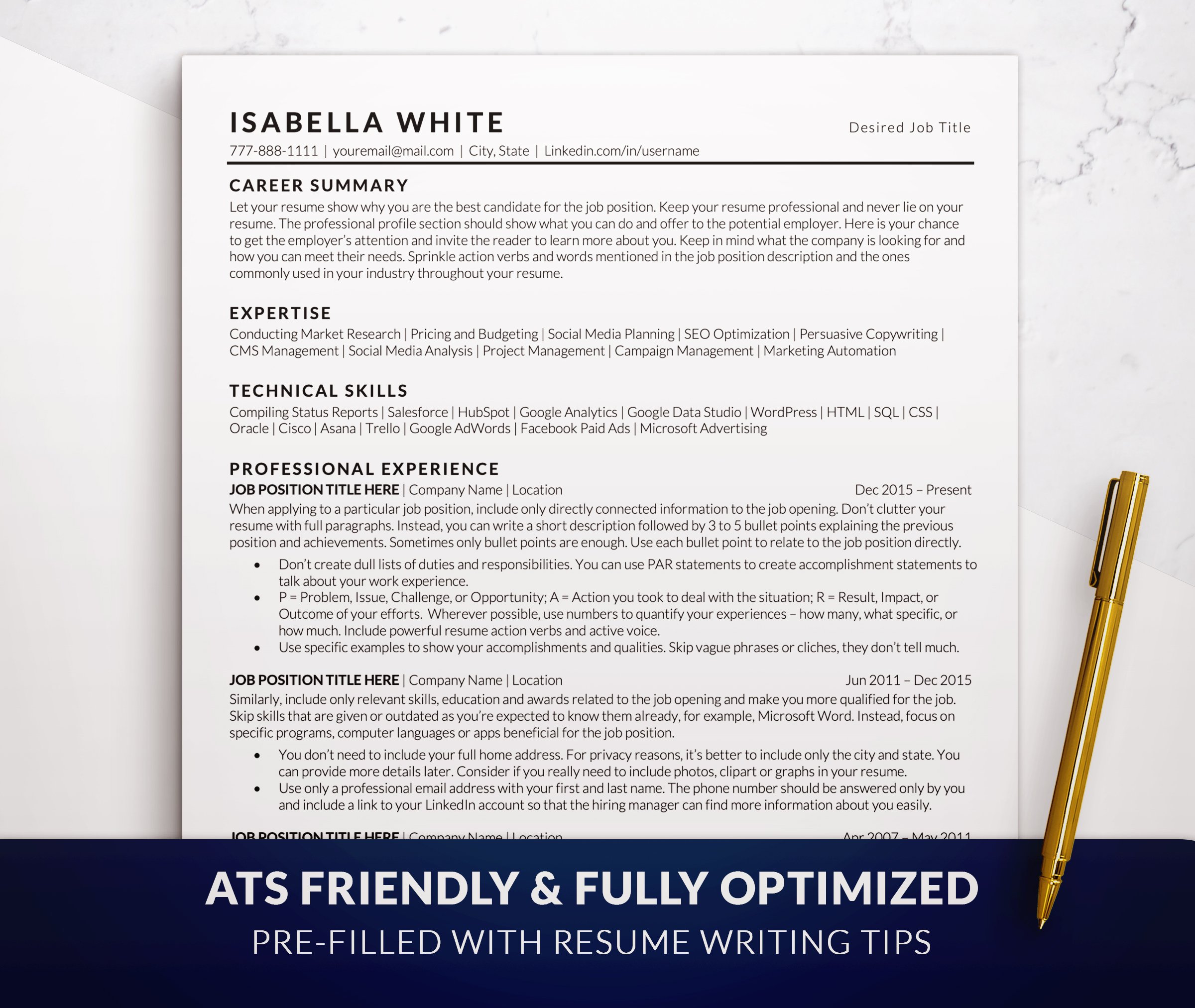 ATS Friendly Resume Template cover image.