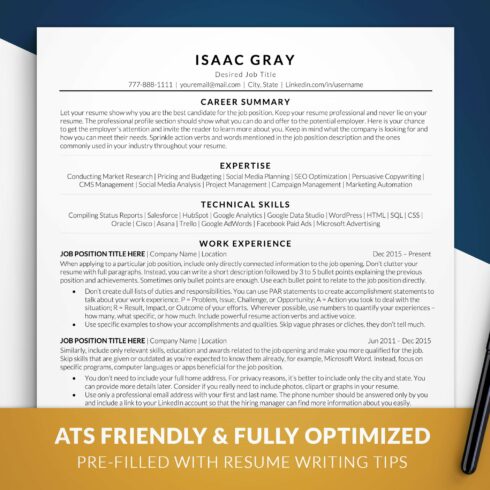 ATS Resume Template Word Mac Pages cover image.