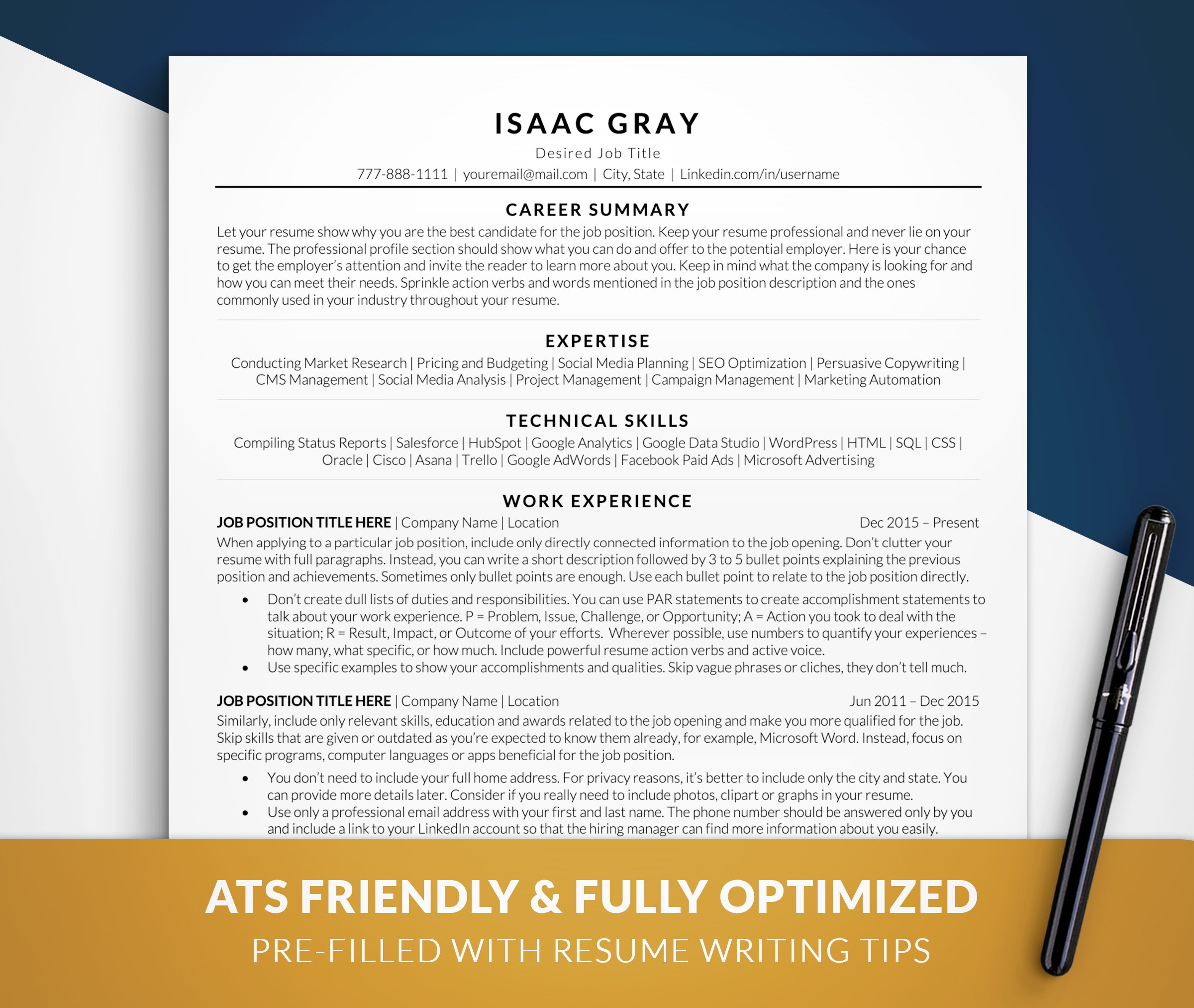 ATS Resume Template Word Mac Pages cover image.