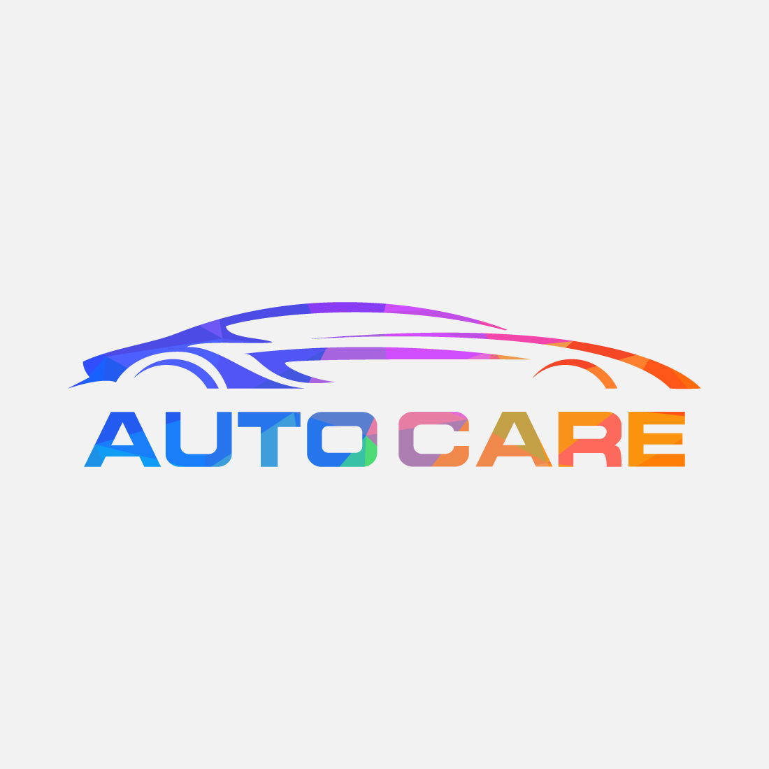 Low poly style logo sign symbol for the automotive business or company Geometric triangle shapes preview image.