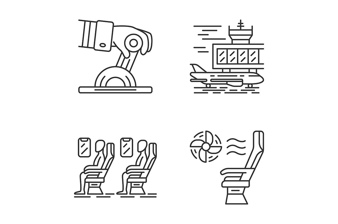 Aviation services linear icons set cover image.