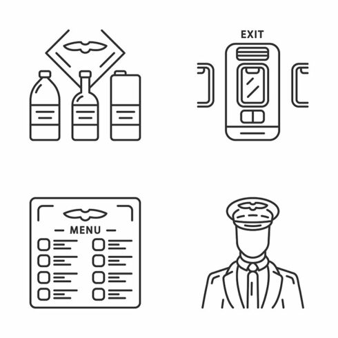 Aviation services linear icons set cover image.