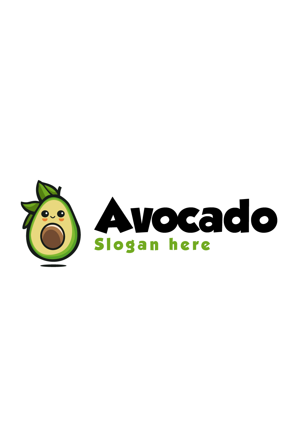 Cute Avocado Mascot logo Template pinterest preview image.