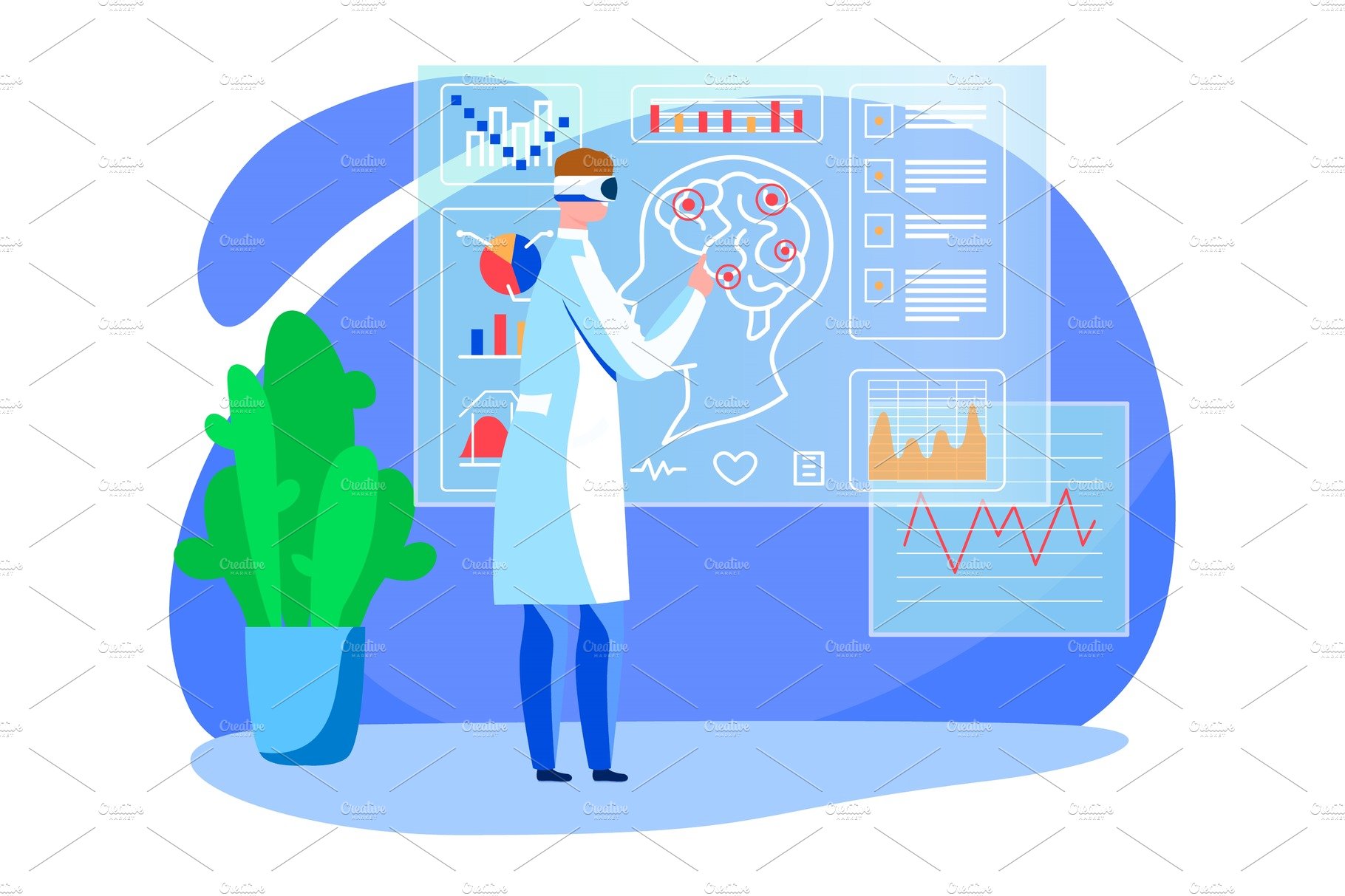 Digital medicine vector illustration cover image.