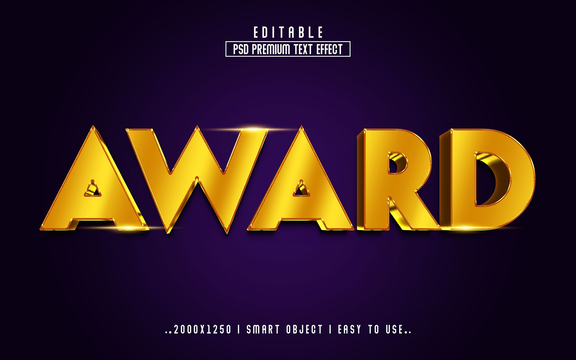The word award in gold letters on a purple background.