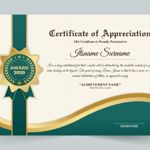 Award honor certificate template cover image.