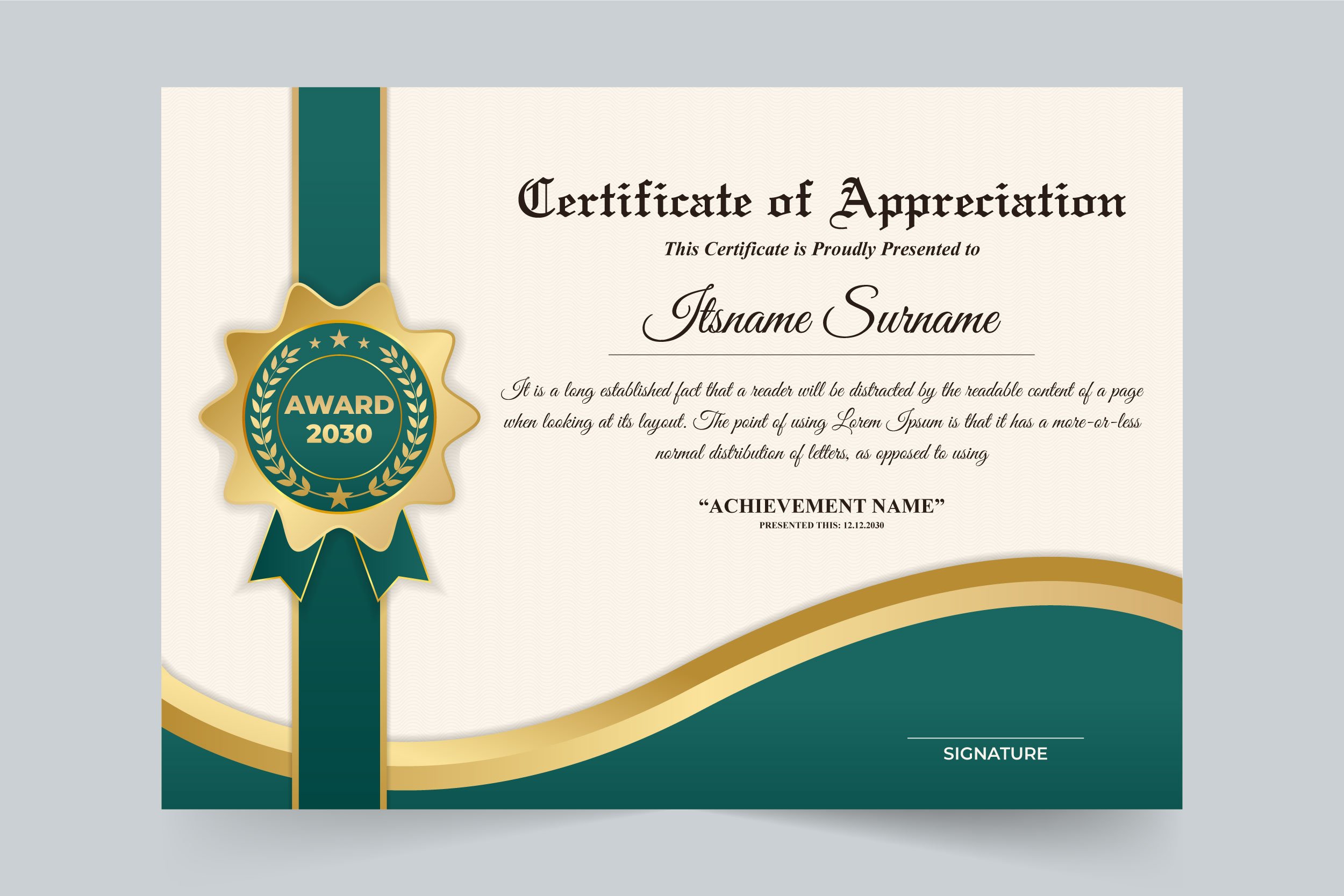 Award honor certificate template cover image.