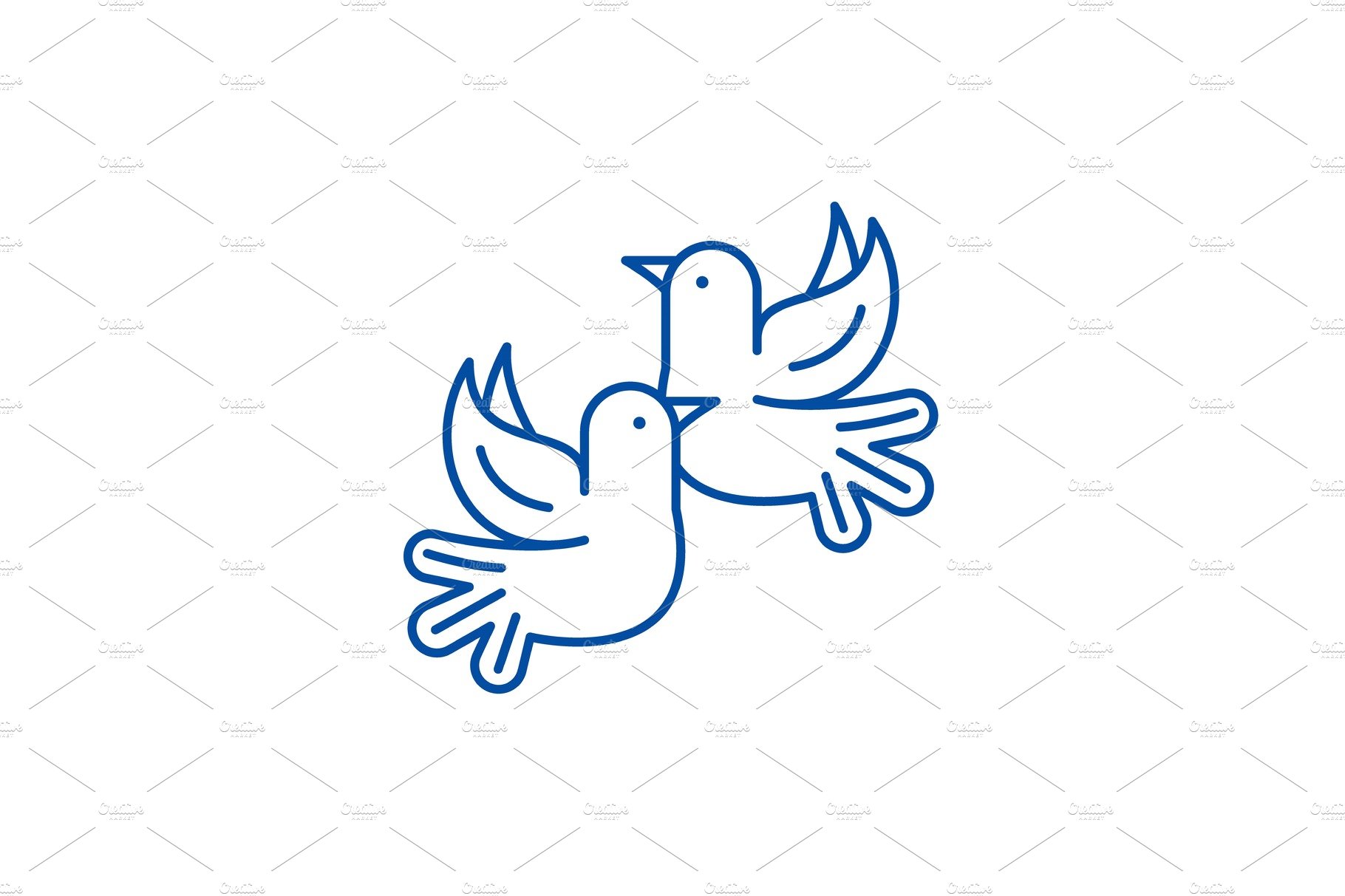 Pigeons line icon concept. Pigeons cover image.