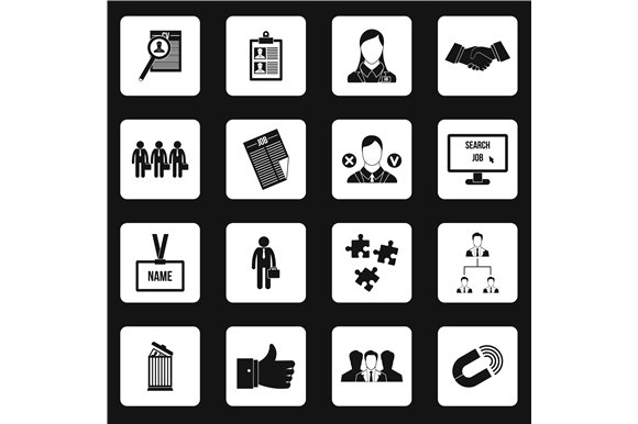 Job search icons set, simple style cover image.