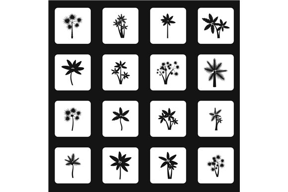Palm icons set, simple style cover image.