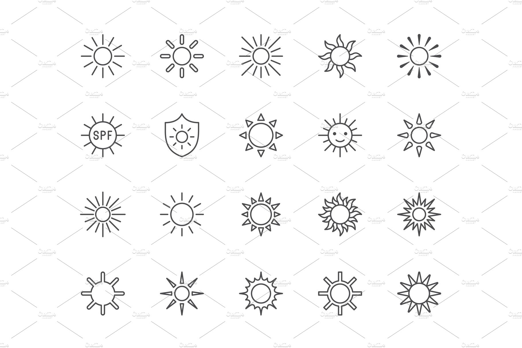 Sun Line Icons preview image.