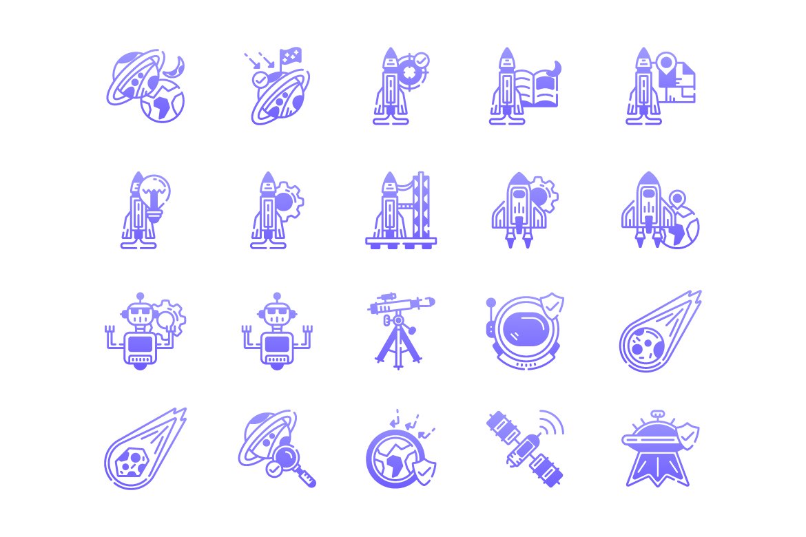 20 Space and Astronomy Icons preview image.