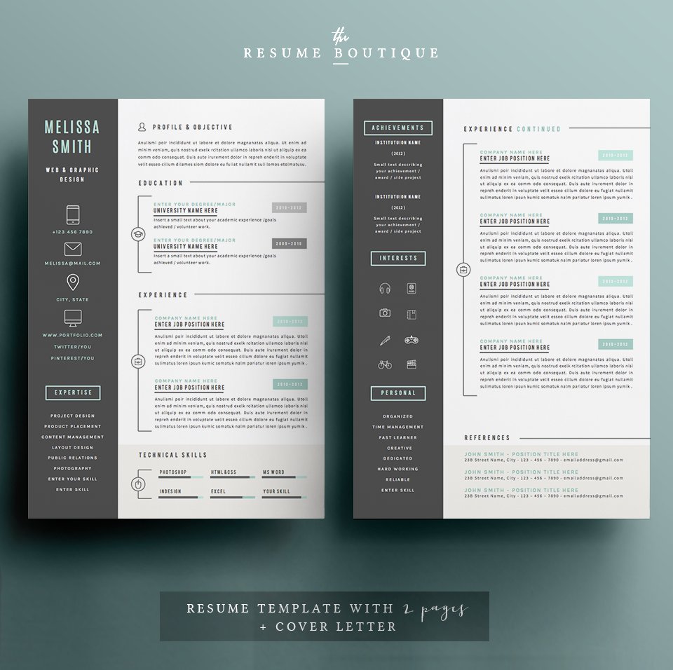 Resume Template 4 page pack | Iconic preview image.