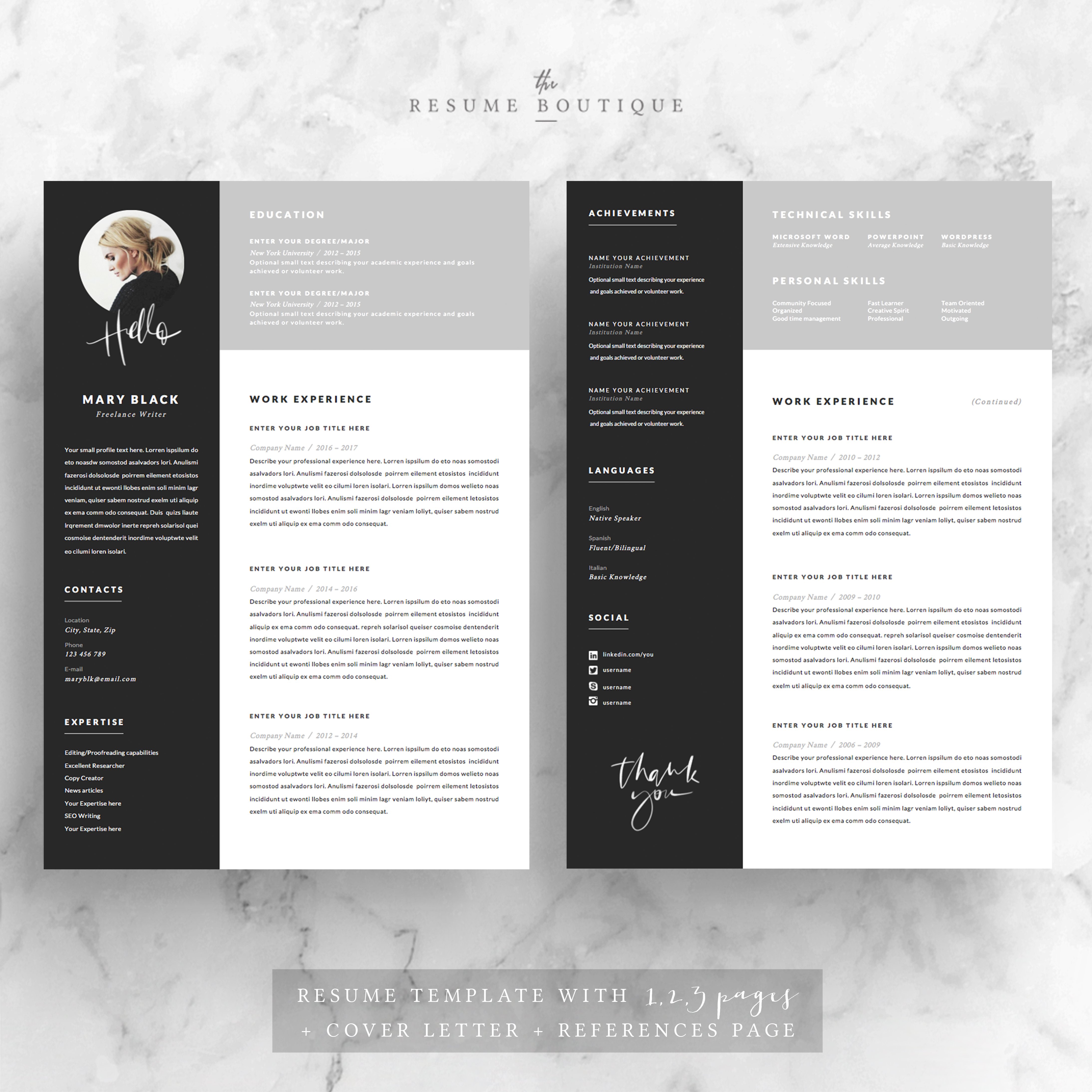 5 page Resume Template | Blackie preview image.