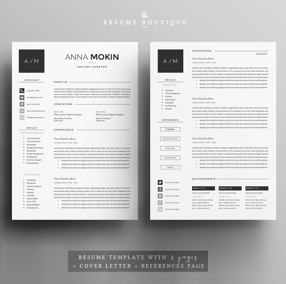 Resume Template 5 page pack | Smoke preview image.