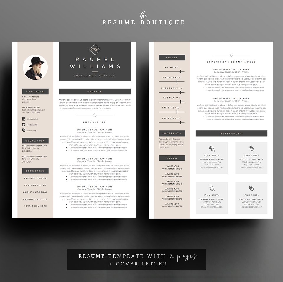 Resume Template 4 page pack | Sultry preview image.