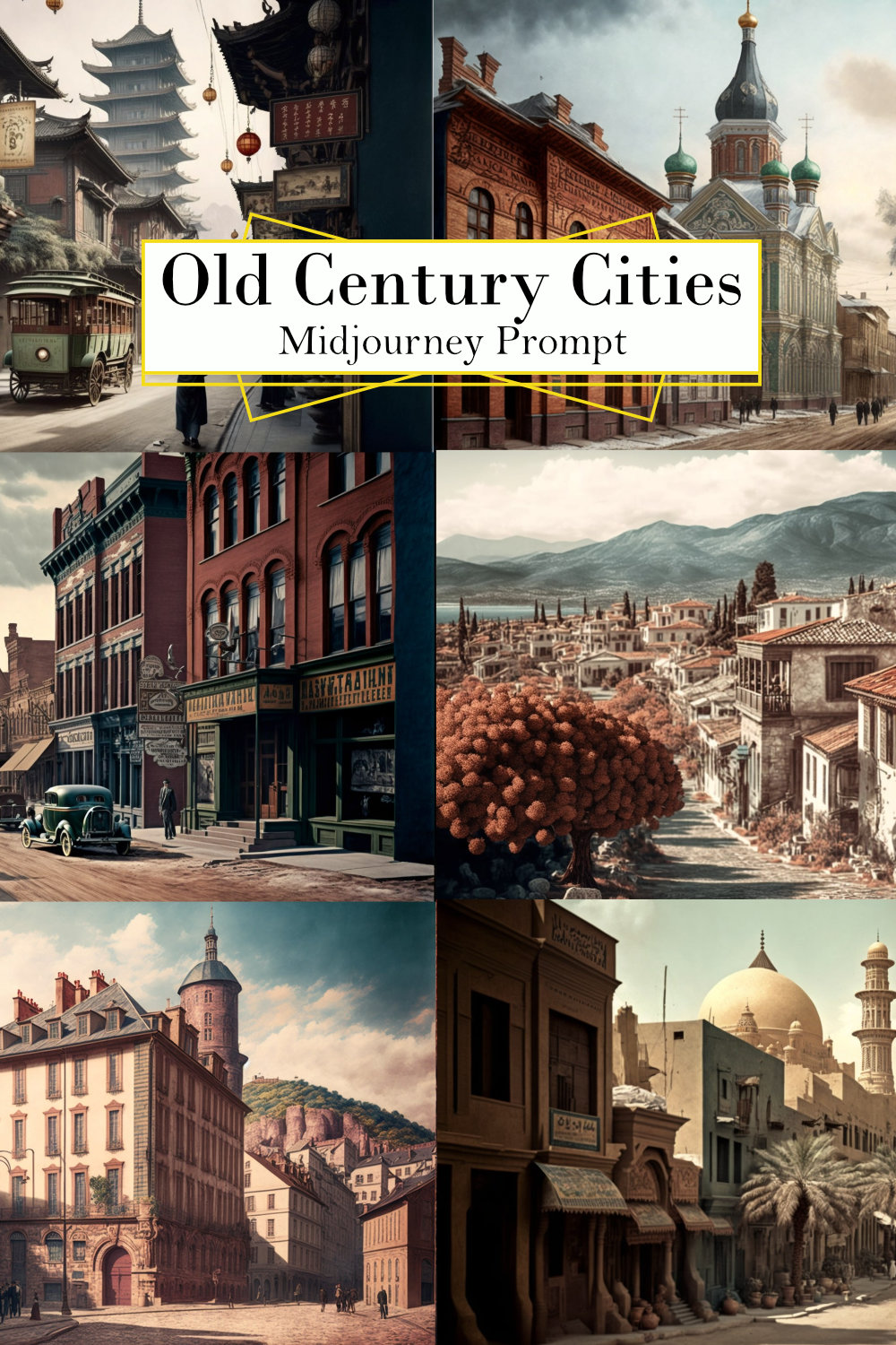 Old Century Cities Midjourney Prompt pinterest preview image.