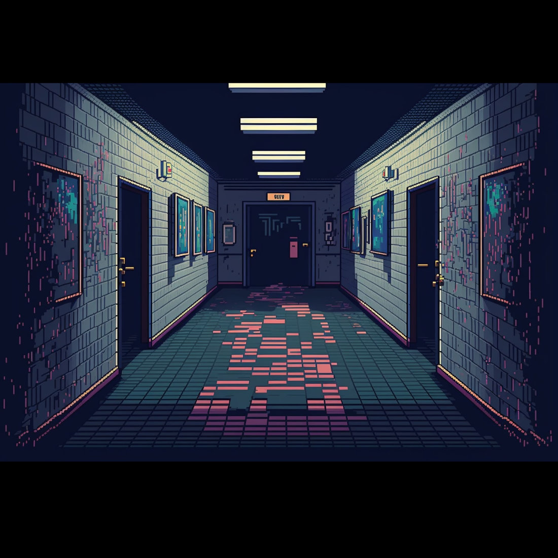 Pixel Horror Game Design Midjourney Prompt preview image.