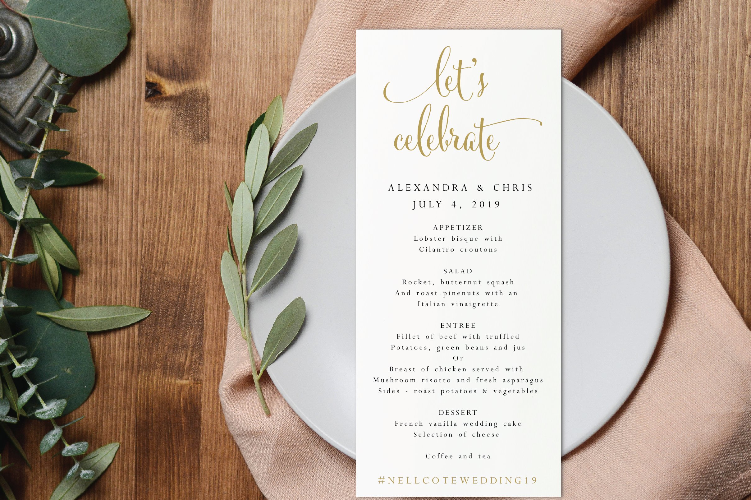 Wedding Menu - Editable pPDF preview image.