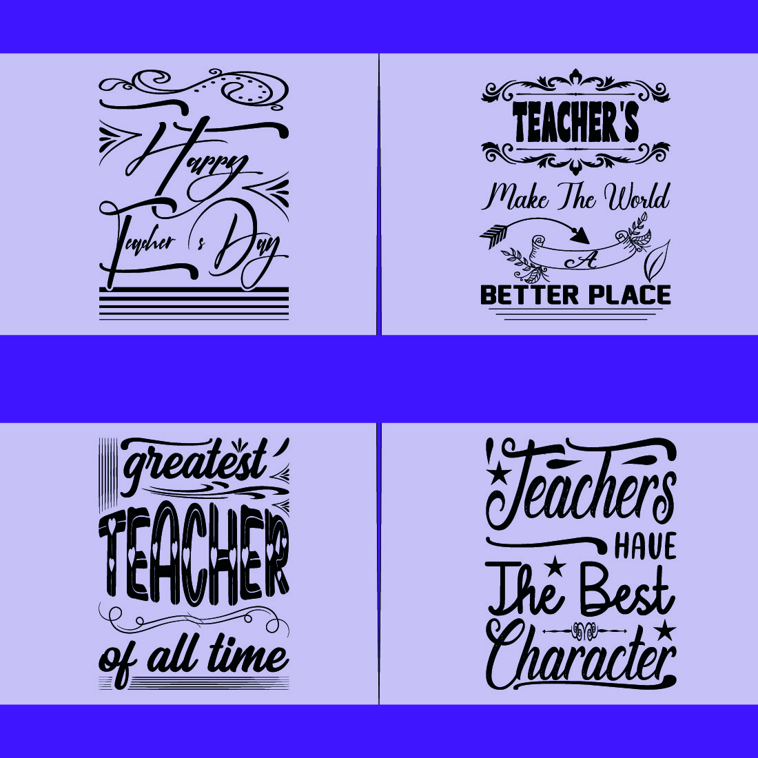 Happy Teacher's Day T-shirt Design Bundle preview image.