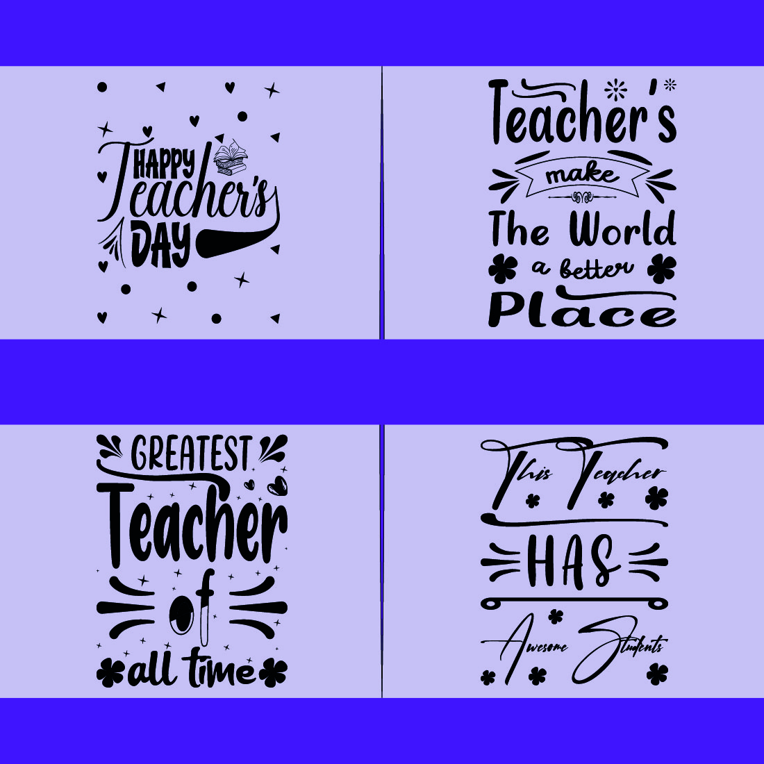 Happy Teacher's Day T-shirt Design Bundle preview image.