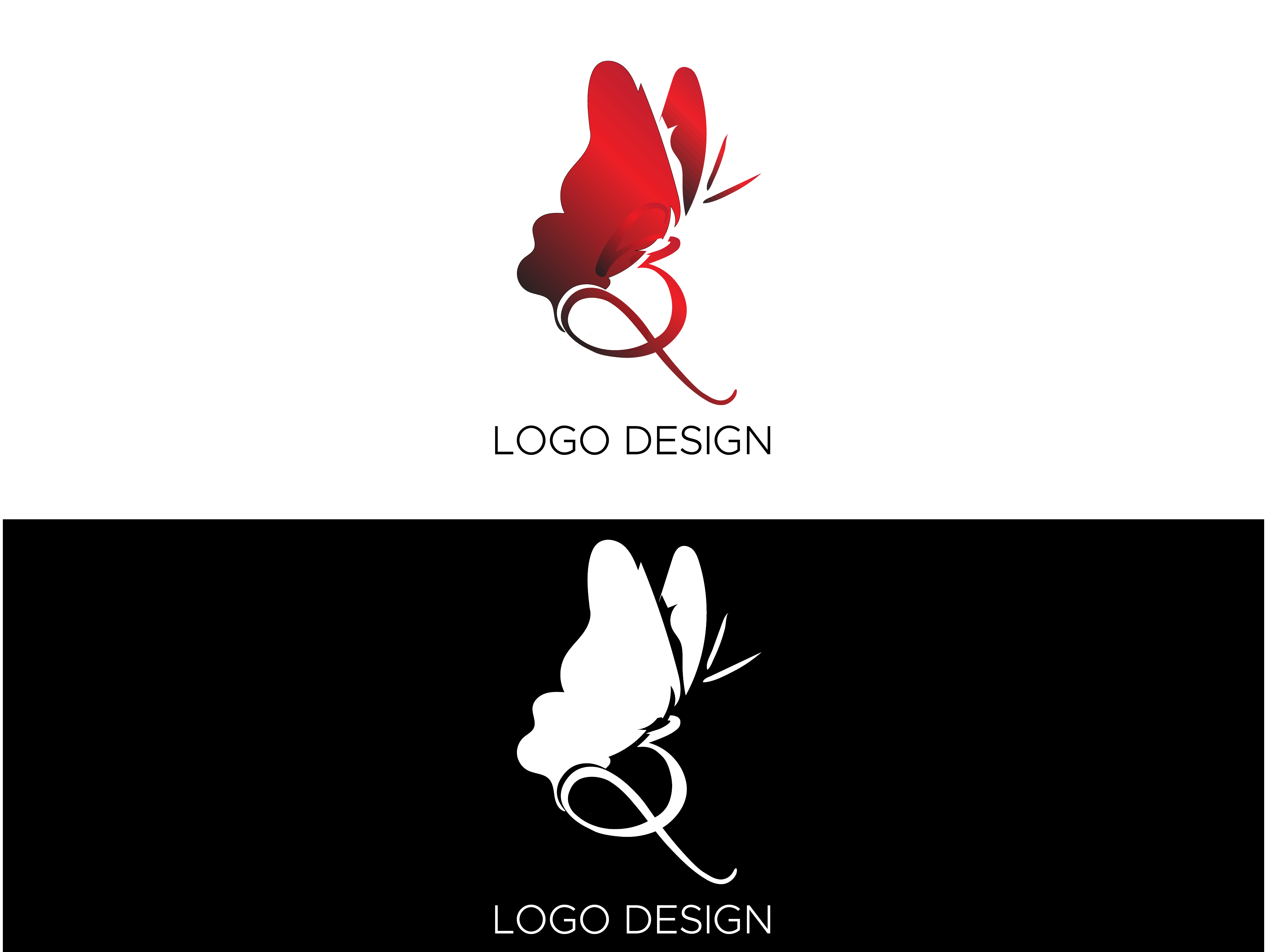 Logo with a butterfly on it.