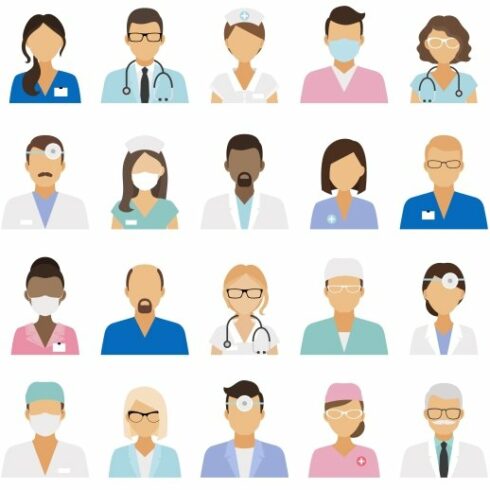 Medical staff icons cover image.