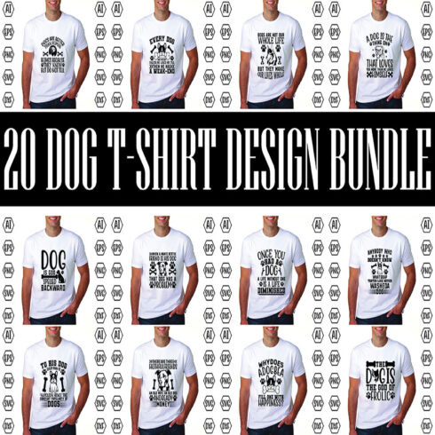 20 Dog T-shirt design Bundle Vector Template cover image.