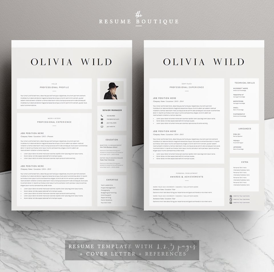 5 page Resume Template | Ultra Chic preview image.