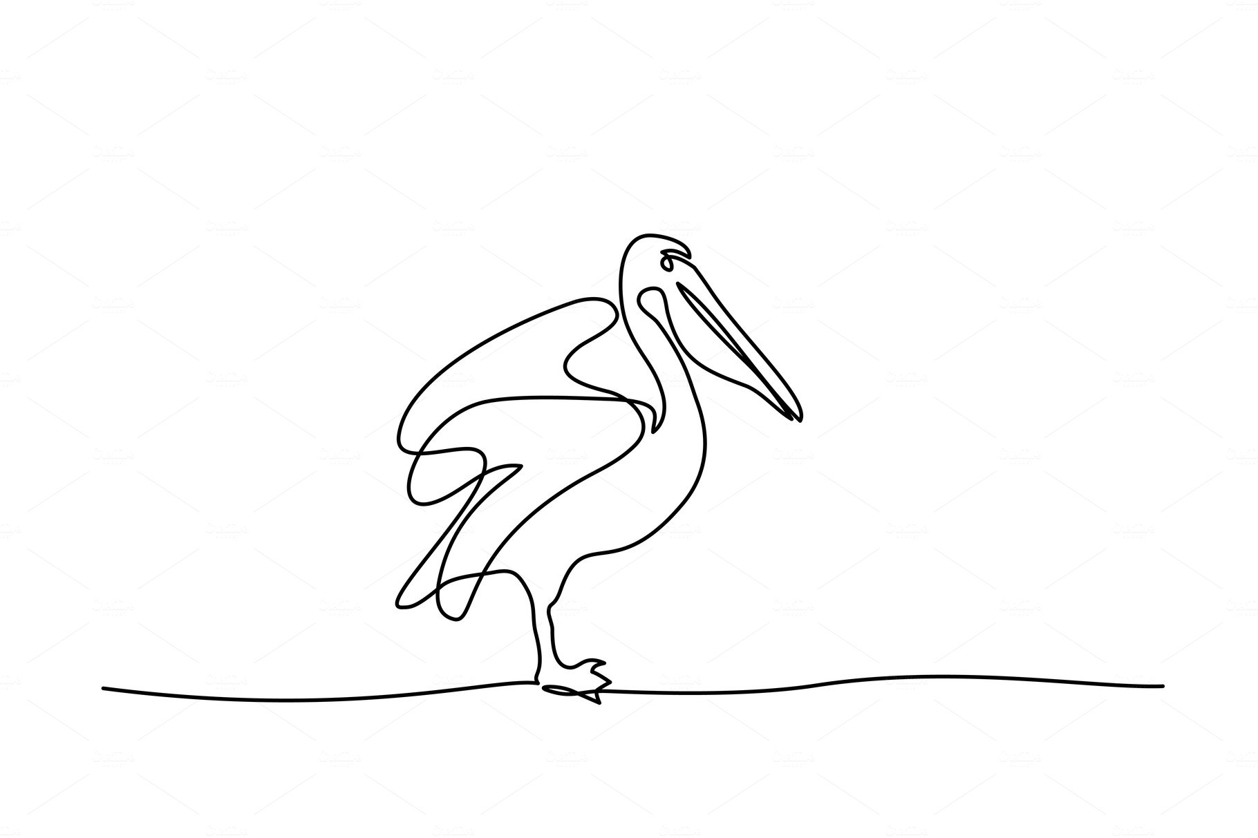 Pelican symbol one line drawing cover image.