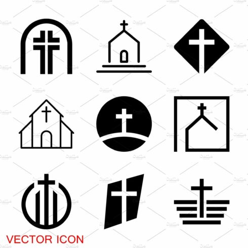 Church vector icons of religious cover image.