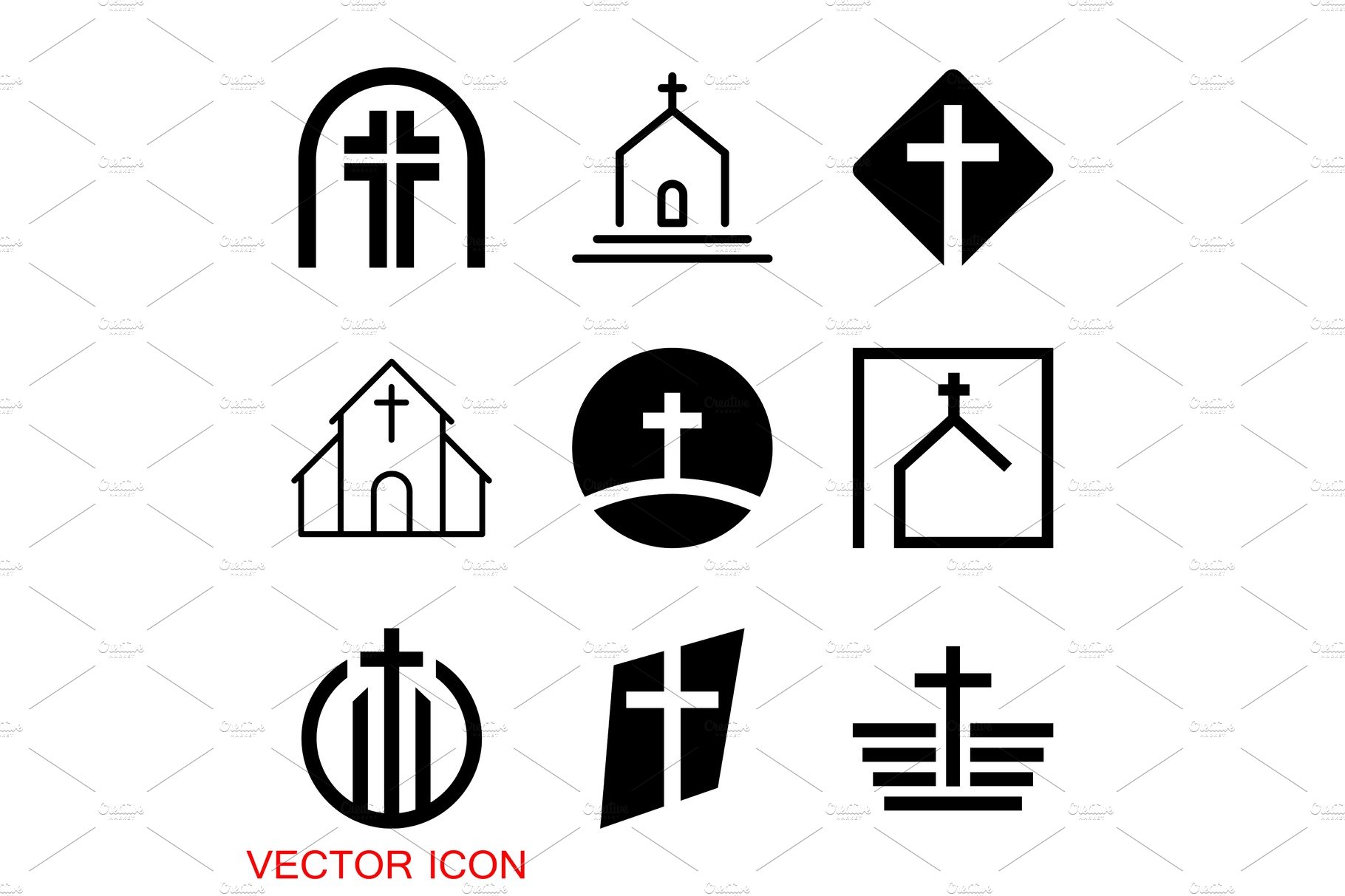 Church vector icons of religious cover image.