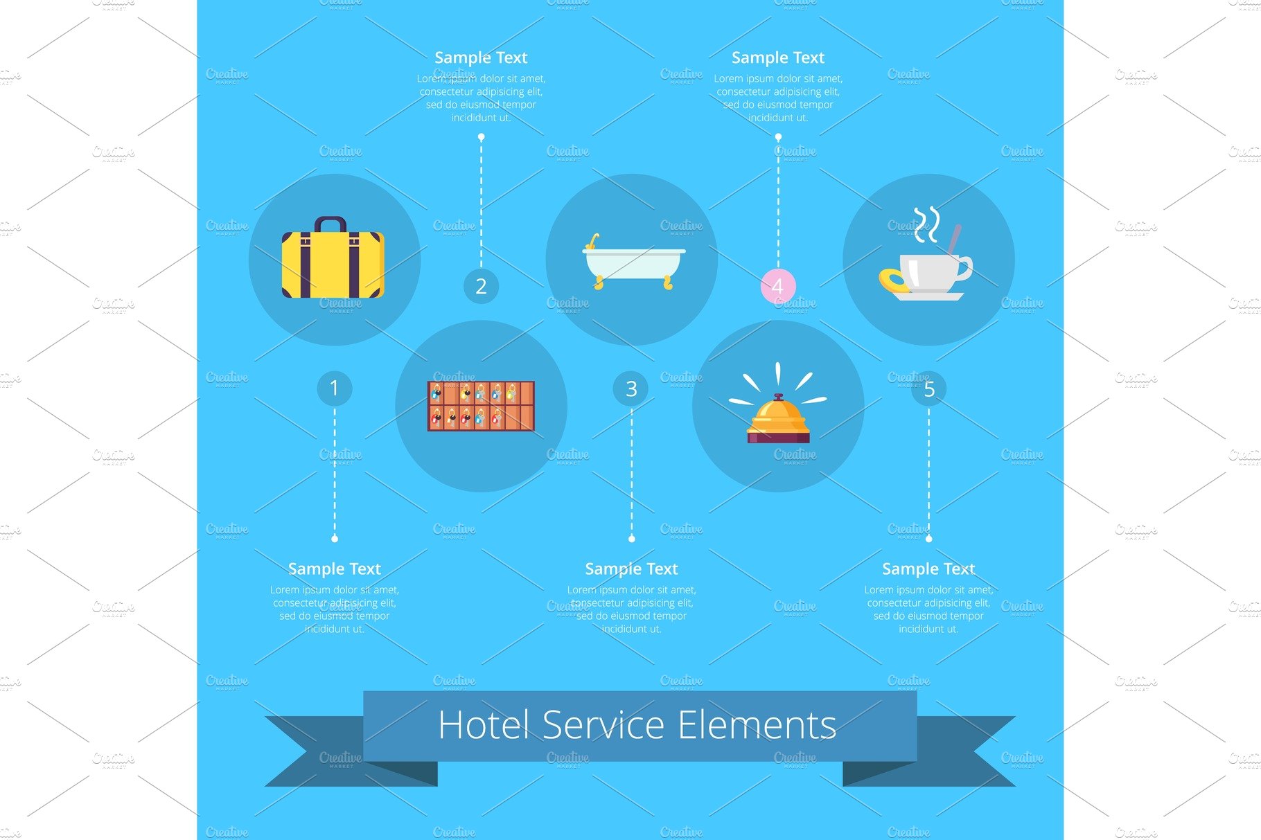 Hotel Service Elements Icons Vector cover image.