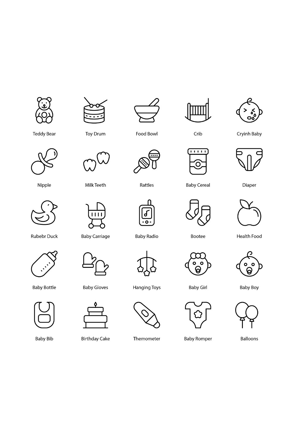 Baby Icon Set pinterest preview image.
