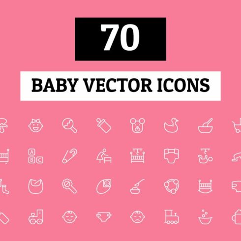 70 Baby Vector Icons cover image.