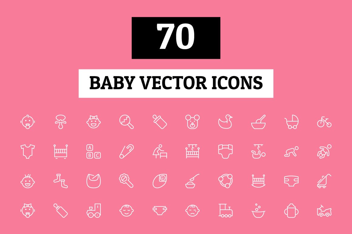 70 Baby Vector Icons cover image.