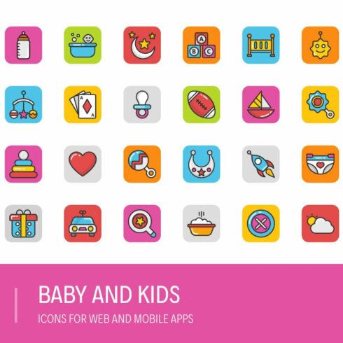 88 Baby and Kids Icons cover image.