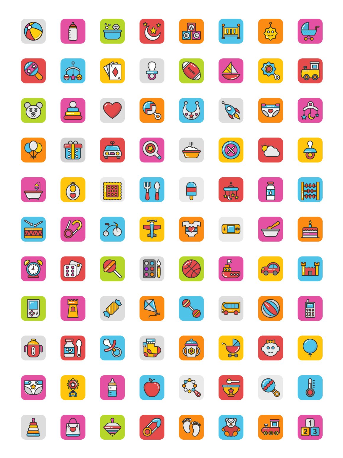 88 Baby and Kids Icons preview image.