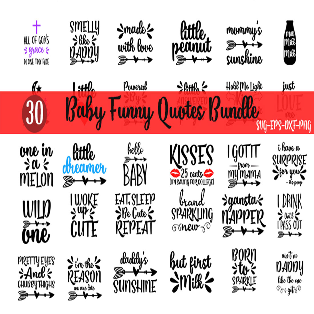 Baby Funny Quotes bundle preview image.