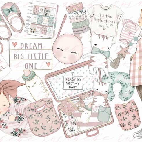 Baby girl clipart cover image.